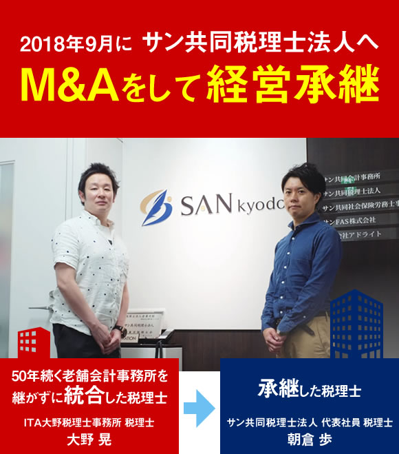2018年9月に サン共同税理士法人へM&Aをして経営承継